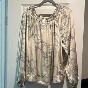 Elegant Cream and Gray Women's Top